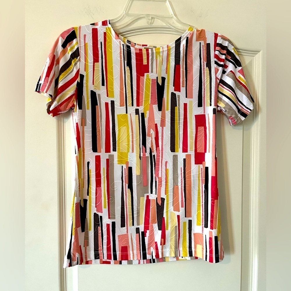JM Collection Petite Colorful Abstract Women's Blouse Size XS